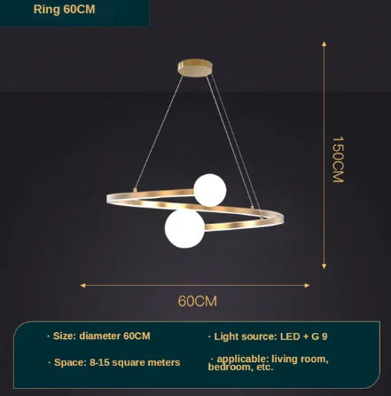 Luxe Or LED Lustre Maison Enfants Salon Salle à manger Chambre Restaurant Suspension Intérieur Lampes Décoratives - vue 8 sur 8