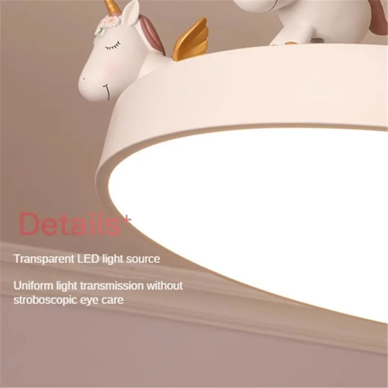 plafonnier licorne lampe enfant décoration lumineuse en résine - vue 7 sur 9