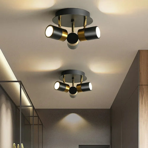 Plafonnier LED nordique de luxe en or noir - vue 2 sur 12