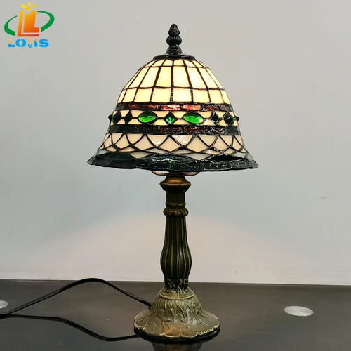 lampe de table style tiffany en verre décoratif antique