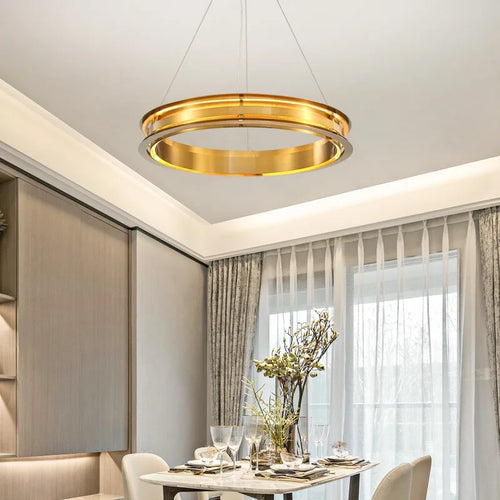 lustre led italien post-moderne avec anneau de suspension