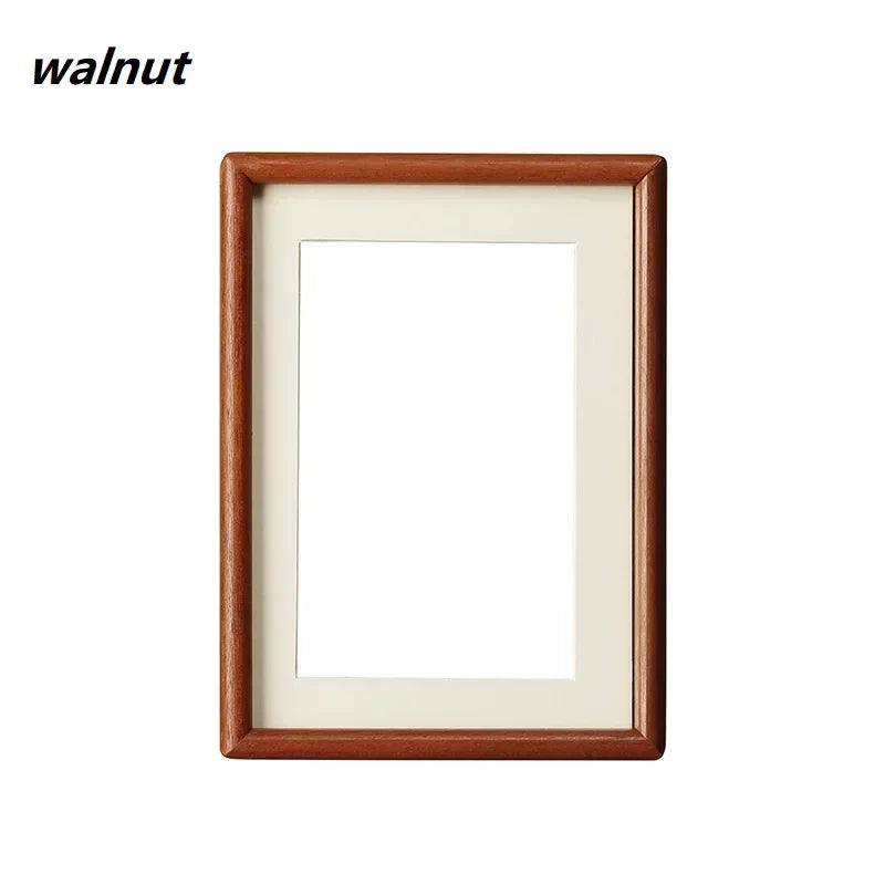 Solid Wood Round Corner Picture Frame, Walnut and Golden Sandalwood, Minimalist Design, Tabletop, Home Decor - vue 14 sur 17