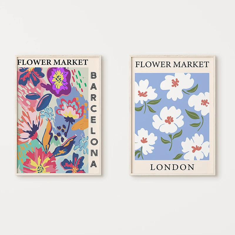 affiche de fleurs abstraction art nordique décoration murale moderne