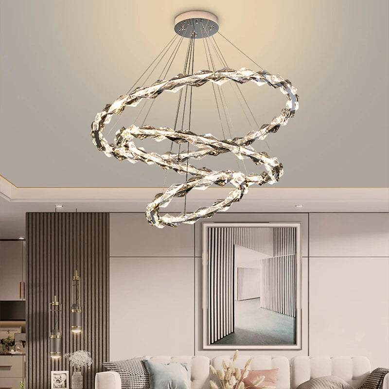 lustre led moderne en cristal de luxe décoratif - vue 3 sur 12
