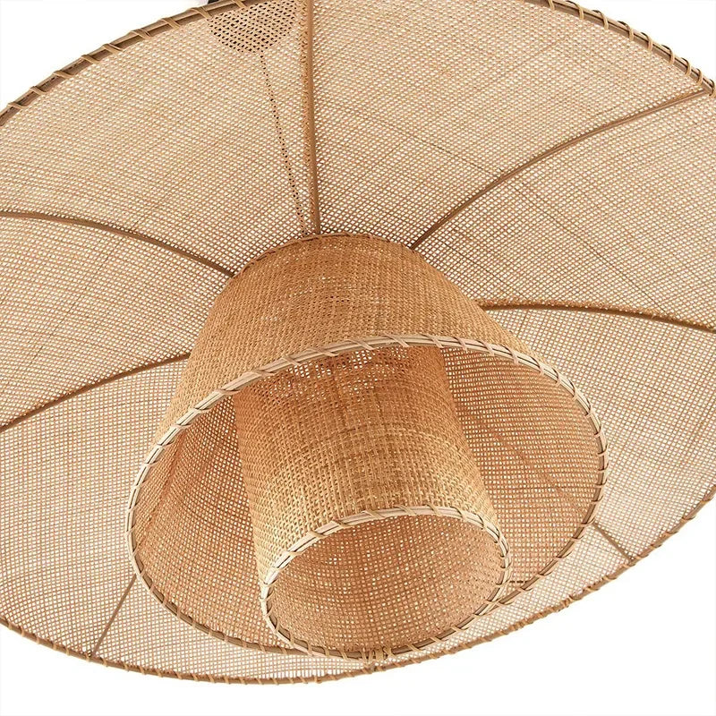 Wabi-sabi rétro rotin suspension Vintage artisanat silencieux lampe à vent pour salon chambre salle à manger Table lustre - vue 10 sur 10
