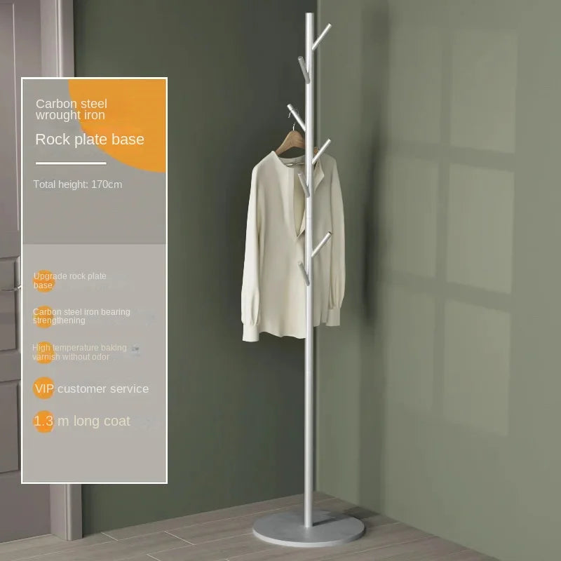 Floor To Floor Bedroom Light Luxury Rock Plate Base Metal Hanger, Marble Scarf and Bag Rack for Entering The Home Coat Rack - vue 28 sur 30