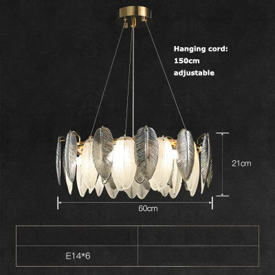 lustre suspendu led art déco avec plumes blanches et grises - vue 17 sur 17