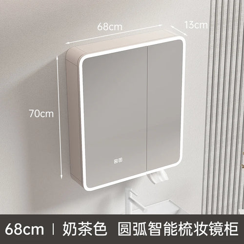 armoire circulaire en aluminium avec miroir éclairage intelligent et rangement - vue 15 sur 32