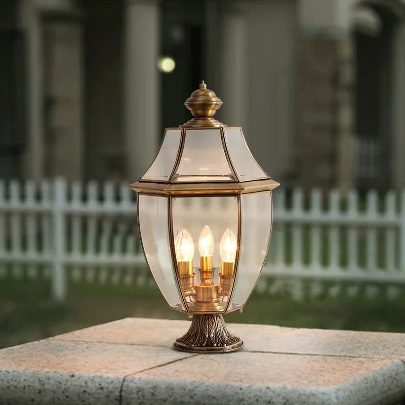 lampe de jardin classique en laiton éclairage extérieur étanche rétro - vue 5 sur 8