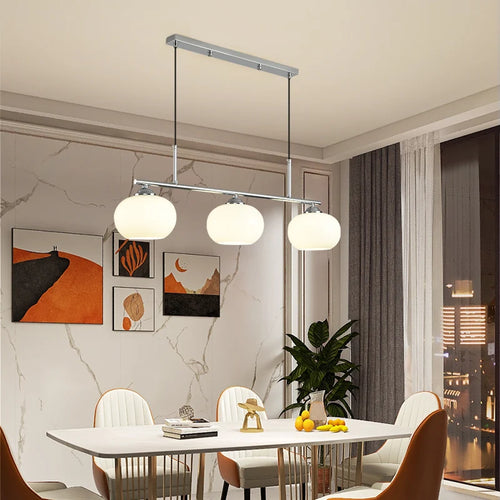 lustre nordique simple en verre blanc pour décoration de plafond - vue 5 sur 18
