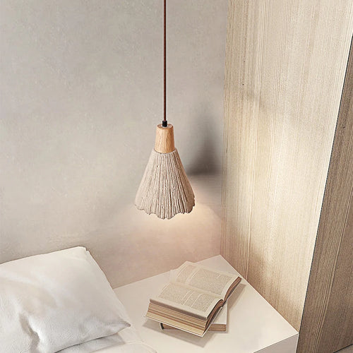 Japanese Wabi Sabi minimalist pendant light with micro cement and LED - vue 4 sur 6