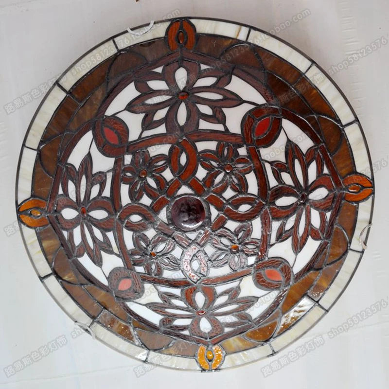 16 Inch European Twist Glass Ceiling Lamp Tiffany Style Bedroom Aisle Porch Balcony Lighting Antique LED Welding Art Lamp - vue 5 sur 6