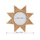 Rattan Woven Wall Mirror - Elegant 8-Point Star Shape, Portable HD Decorative Mirror for Parties &amp; Home Décor