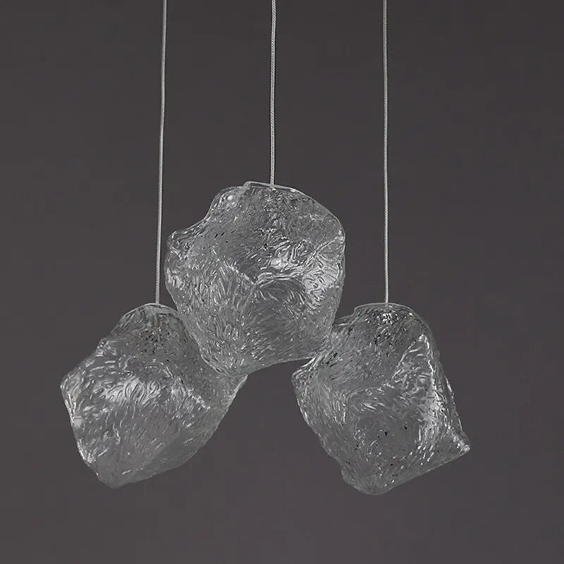 Suspension en verre style givré moderne - vue 6 sur 7