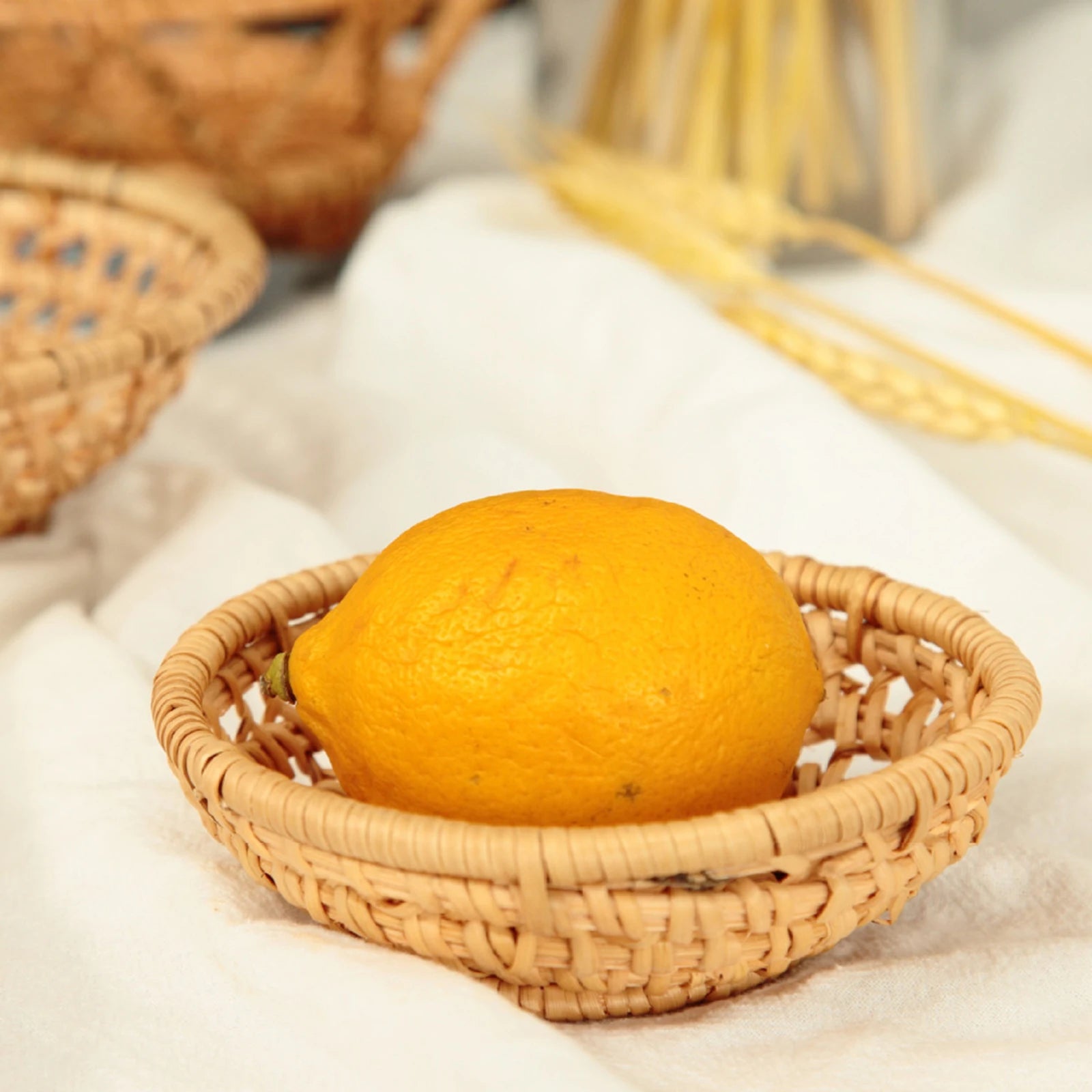 panier de rangement rotin naturel tissé à la main pour bonbons et collations - vue 3 sur 10
