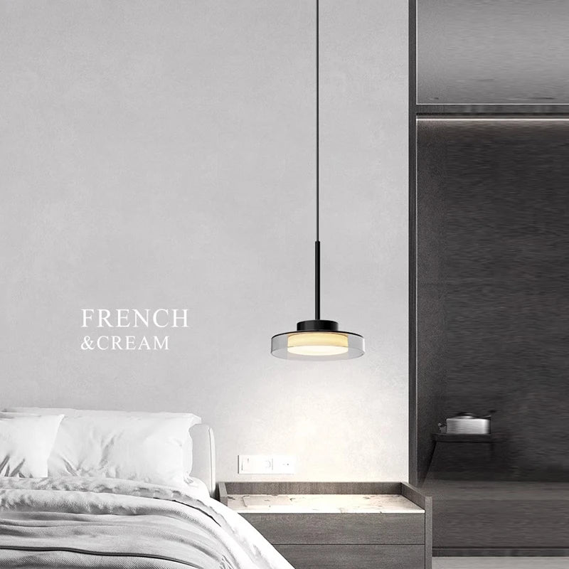 suspension led post-moderne en fer acrylique style français