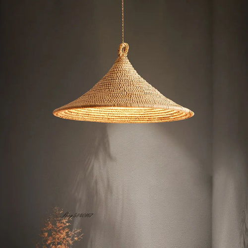 Minimalist Japanese-style vintage rattan pendant light - vue 7 sur 7