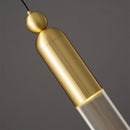lustre led cylindrique en cuivre et acrylique transparent