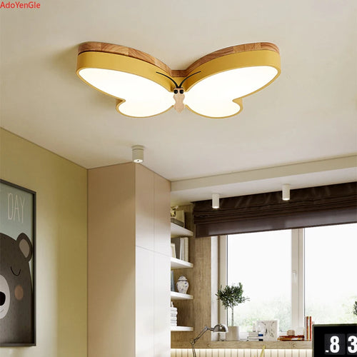 Moderne bois papillon plafonnier Led chambre garçons et filles bébé mignon enfants - vue 4 sur 6