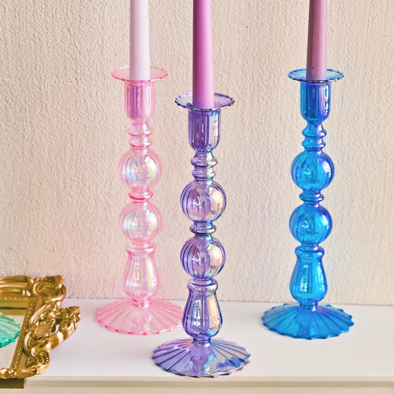 bougeoir conique en verre pour décoration festive et bureau - vue 5 sur 12