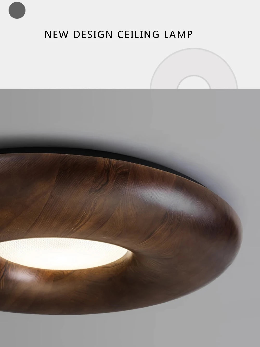 plafonnier led design rétro moderne en bois foncé grand lustre - vue 2 sur 9
