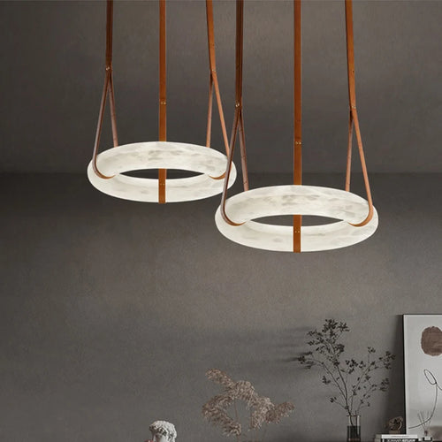 Grand Lustre Circulaire En Marbre Led Dia50Cm Salon Ceinture Circulaire Anneau Lustre De Luxe Table À Manger Plafond Suspension - vue 2 sur 5