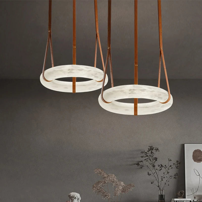 Grand Lustre Circulaire En Marbre Led Dia50Cm Salon Ceinture Circulaire Anneau Lustre De Luxe Table À Manger Plafond Suspension