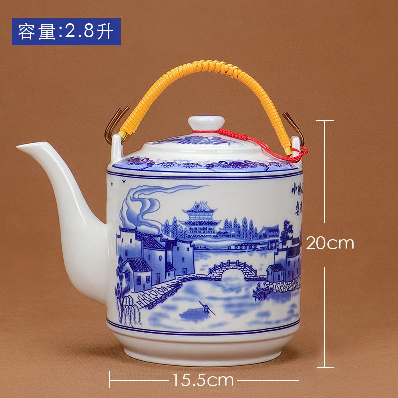 Théière céramique jingdezhen grande capacité style chinois porcelaine - vue 3 sur 7