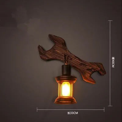 Applique murale LED industrielle rétro en bois - vue 12 sur 21