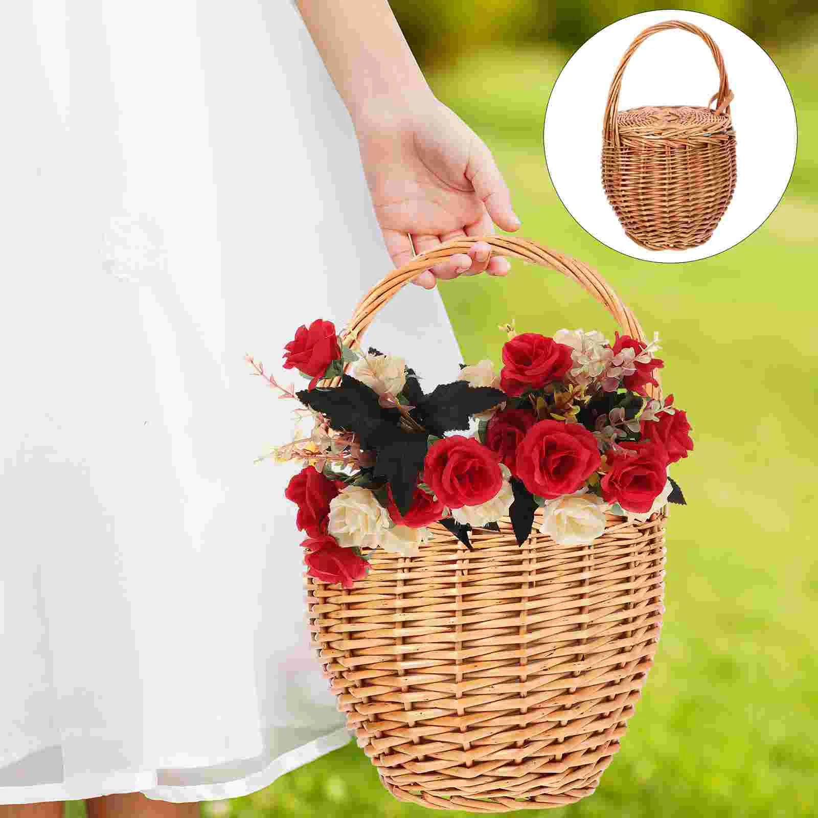 lot de 10 paniers en rotin naturel pour rangement extérieur et pique-nique - vue 9 sur 8