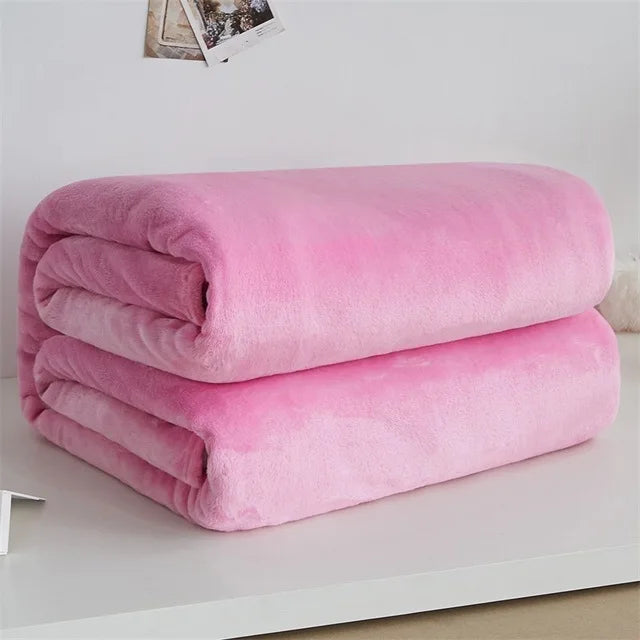 plaid flanelle polaire doux chaud chambre salon uni