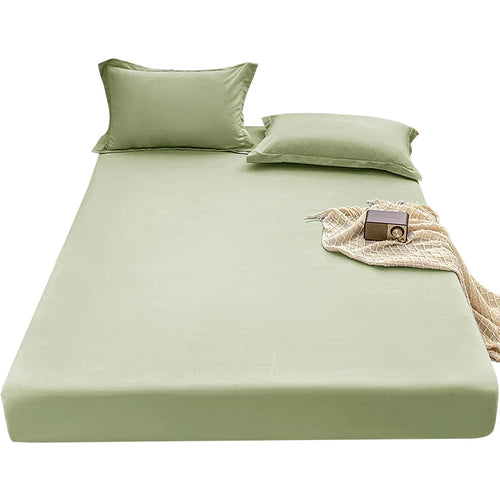 Premium Solid Color Brushed Fitted Sheet,Ultra-Soft Sateen Weave for Cozy Nights - Hypoallergenic and Easy Care Bedding - vue 12 sur 13