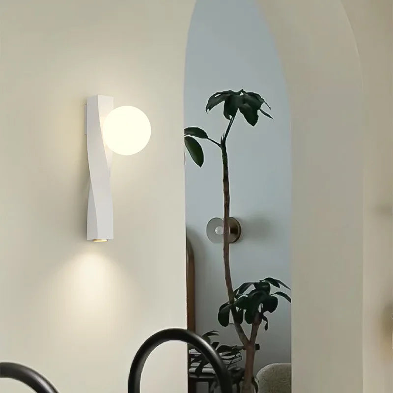 applique murale led en aluminium et verre blanc rotatif - vue 5 sur 12