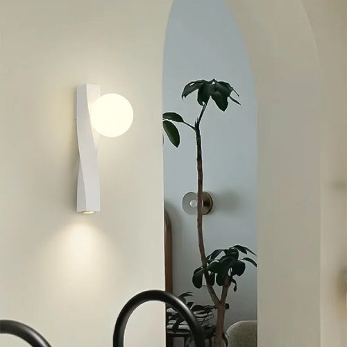 applique murale led en aluminium et verre rotatif