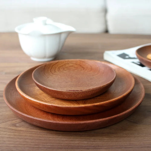 Assiettes plates bois artisanales style rustique service table