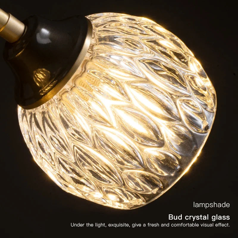 lustre moderne nordique luxe en cristal et cuivre - vue 5 sur 9