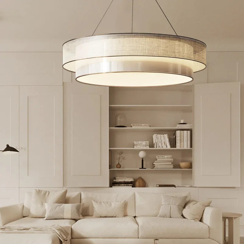 lustre circulaire moderne en tissu pour intérieur élégant - vue 4 sur 8