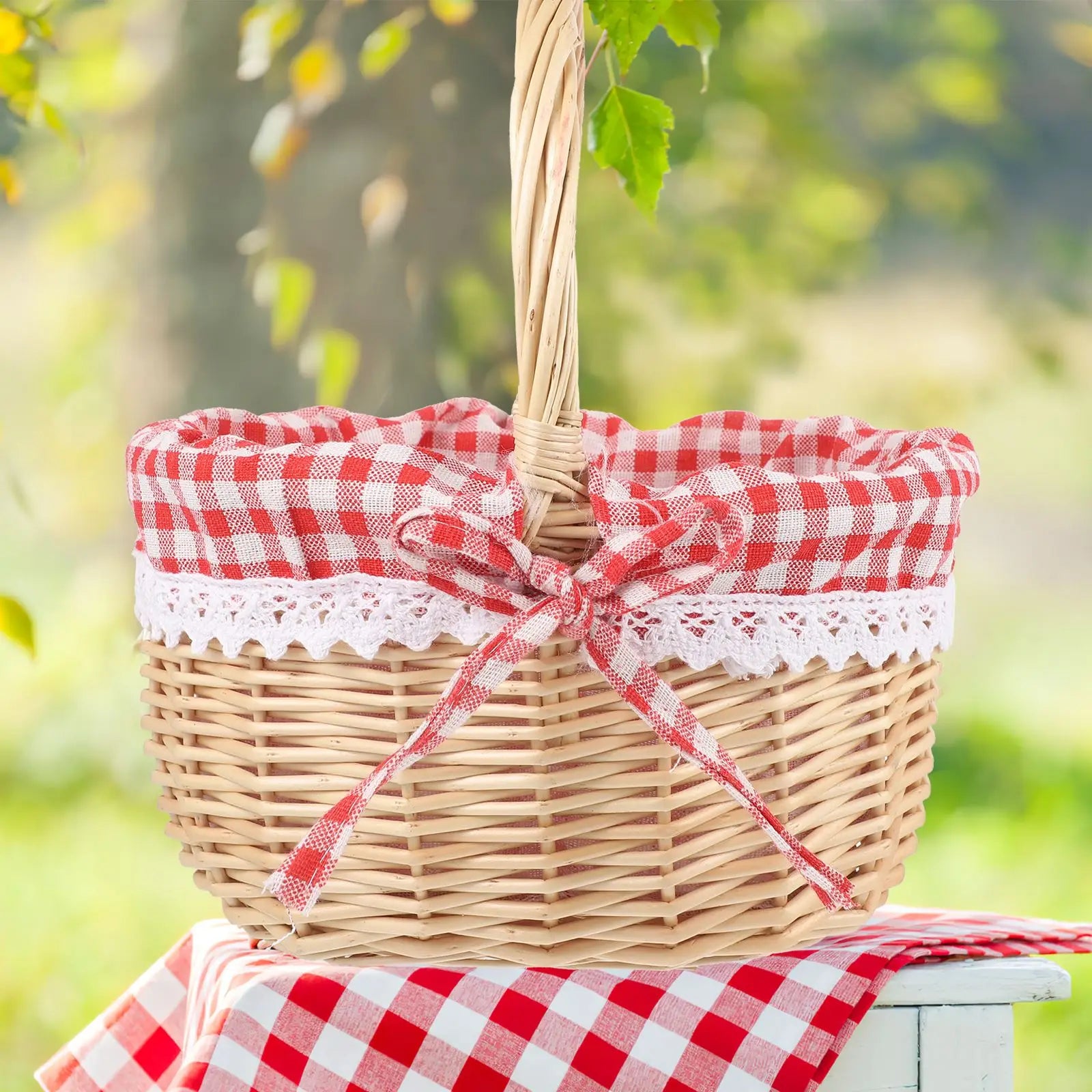 panier zerodeko petit chaperon rouge tissé à la main pour pique-nique rangement - vue 7 sur 9