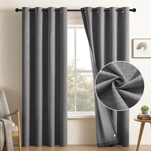 Rideau occultant faux lin extra long sur mesure