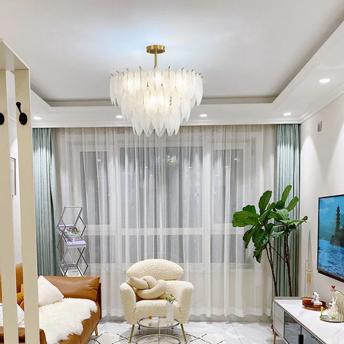 Creative glass feather pendant light for modern minimalist decor - vue 4 sur 9