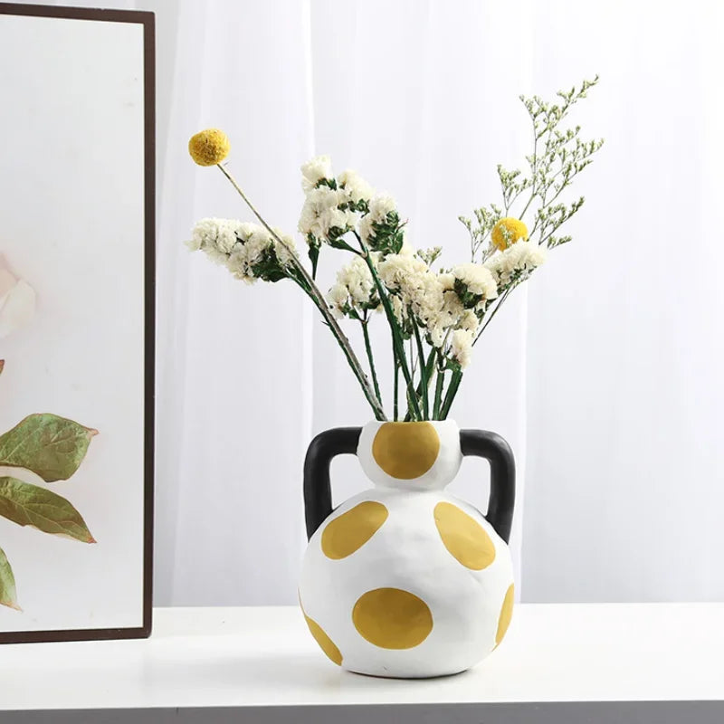 Hand-painted Milk Pot Ceramic Vase, Living Room, Porch, Desktop, Flower Arrangement Container, Homestay Decoration Handicraft - vue 4 sur 9