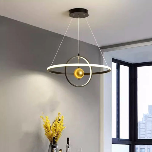 lustre circulaire en boule de fer avec luminaires led pour décoration