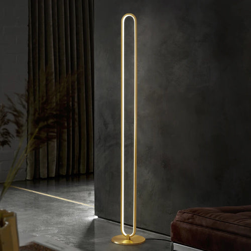 Minimalist copper LED floor lamp with 3 changeable Nordic decorations - vue 4 sur 7