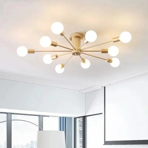Moderne Créatif LED Plafonnier Lustre Spoutnik Lumière Semi-intégré Nordique Décor À La Maison Luminaires pour Chambre Salon - vue 13 sur 14