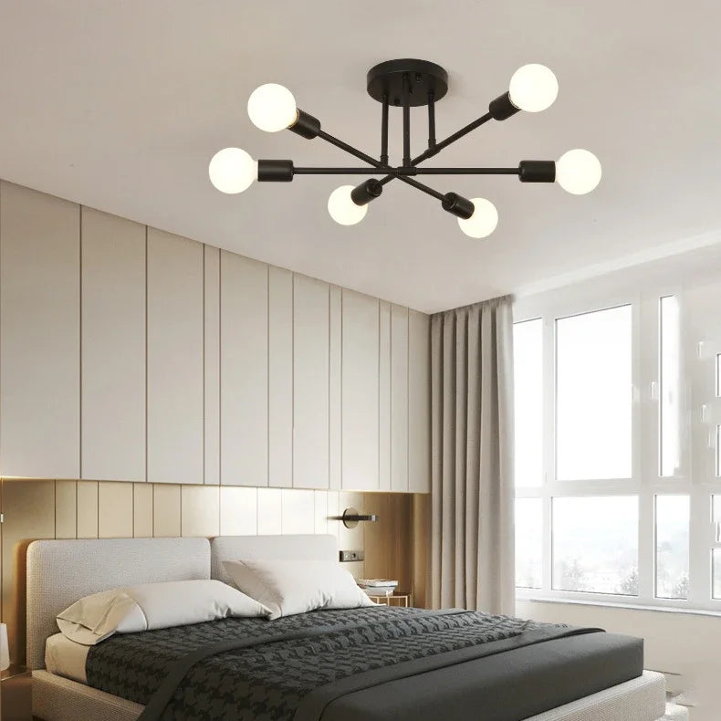 Moderne Créatif LED Plafonnier Lustre Spoutnik Lumière Semi-intégré Nordique Décor À La Maison Luminaires pour Chambre Salon - vue 13 sur 14