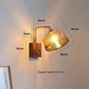 Vintage Japanese wooden wall light minimalist design with switch