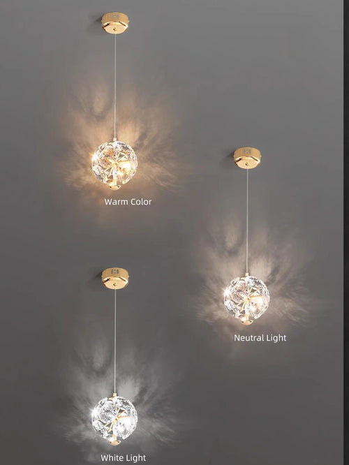 lampe de chevet suspendue cristal lumière gradation télécommande - vue 6 sur 8