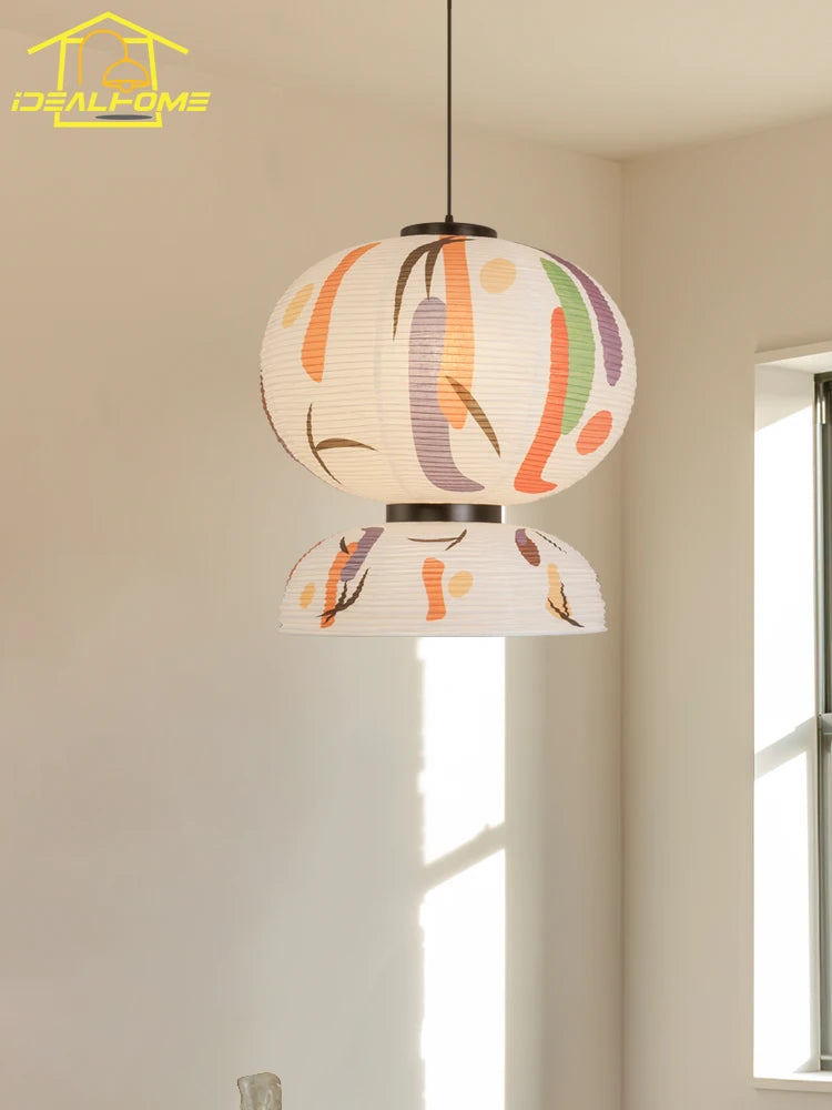 suspension japonaise wabi-sabi en papier de riz pour intérieur élégant - vue 7 sur 6