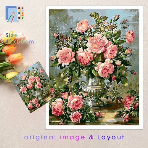 kit de peinture par numéro fleur à colorier pour adultes