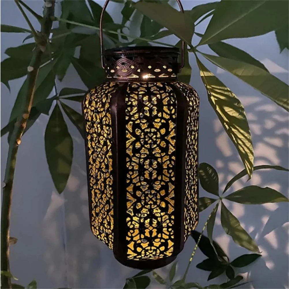 lanterne solaire à led motif rétro pour extérieur jardin patio - vue 6 sur 7